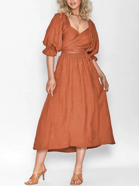 Levoire | Robe Élégante en Satin Fluide Brique rouge