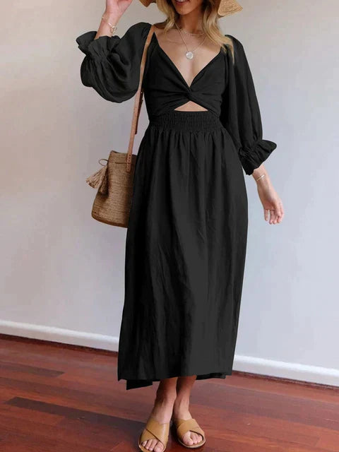 Levoire | Robe Élégante en Satin Fluide Noir