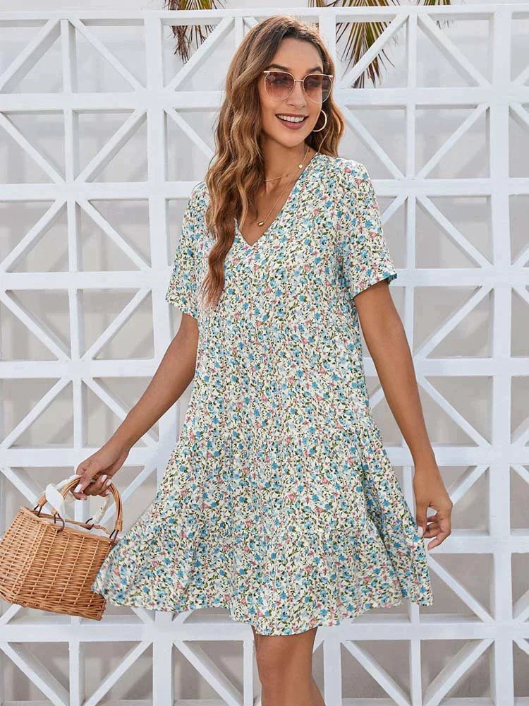 Levoire | Robe D'Été À Fleurs Bleu