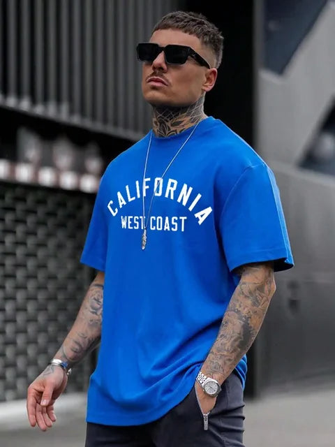 Levoire | T-Shirt Graphique Californie Decontracte Hommes Blauw