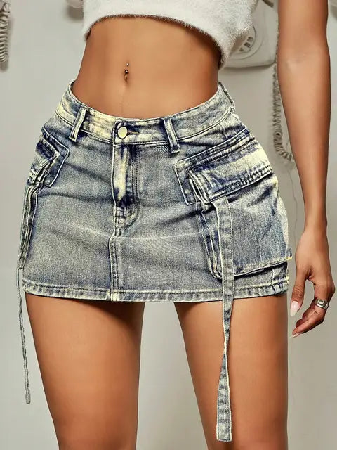 Levoire | Jupe en denim mini Retroblu