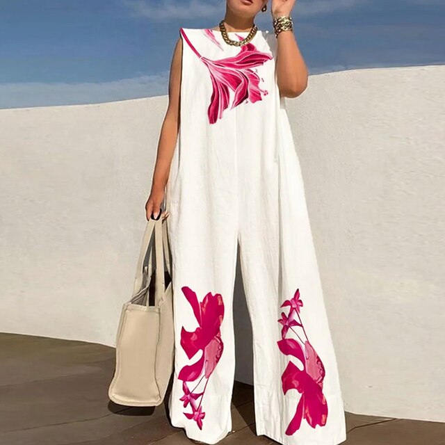 Levoire | Pantalons À Jambes Amples Combinaison Blanc Rose