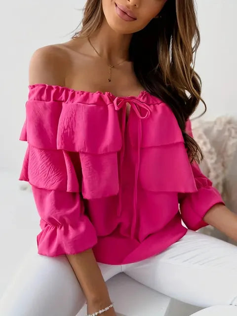 Levoire | Chemisier Chiffon À Épaules Dénudées Rot