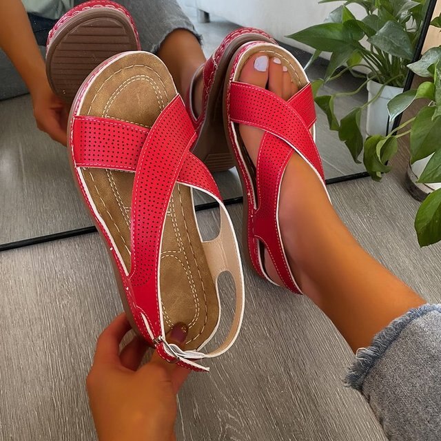 Levoire | Sandales Orthopédiques Compensées Chic Rot