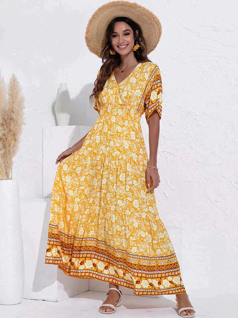 Levoire | Robe Maxi Bohème Robe Maxi Style Bohème Jaune