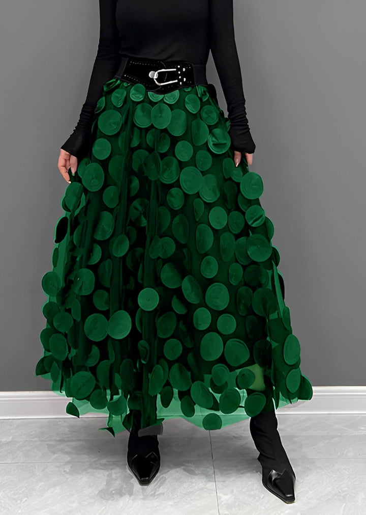 Levoire | Jupe À Pois Noirs Vert foncé Une taille (tour de taille 76 cm)