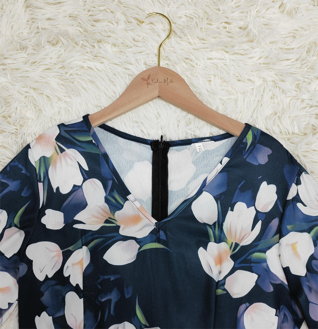 Levoire | Imprimé De Tulipes Fleuries Robe Midi Flottante Pour Femmes