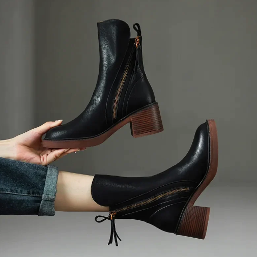 Levoire | Botte durable antidérapante à bout pointu avec zip latéral Noir