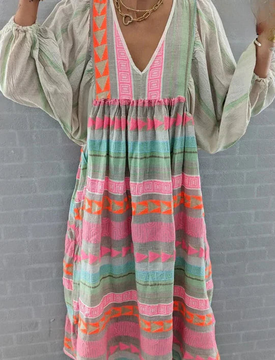 Levoire | Robe Maxi Colorée Avec Motif Géométrique