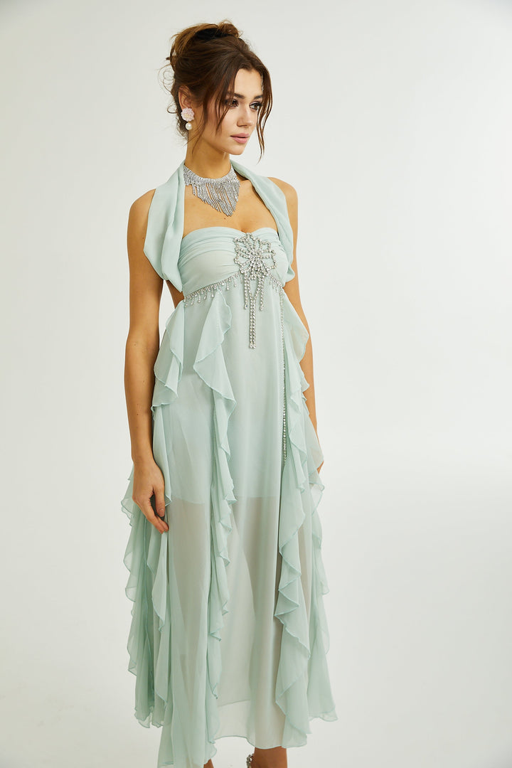 Levoire | Robe Midi À Volants Décorés