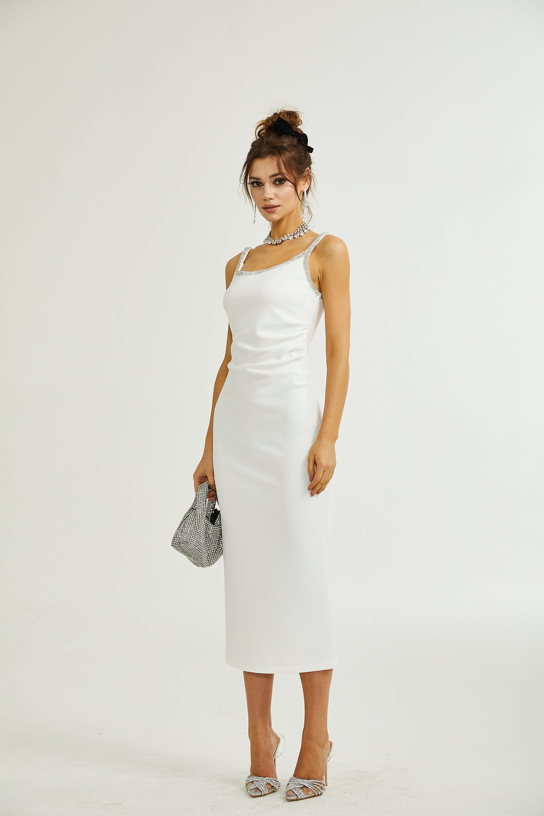 Levoire | Robe Midi Brodée De Cristaux