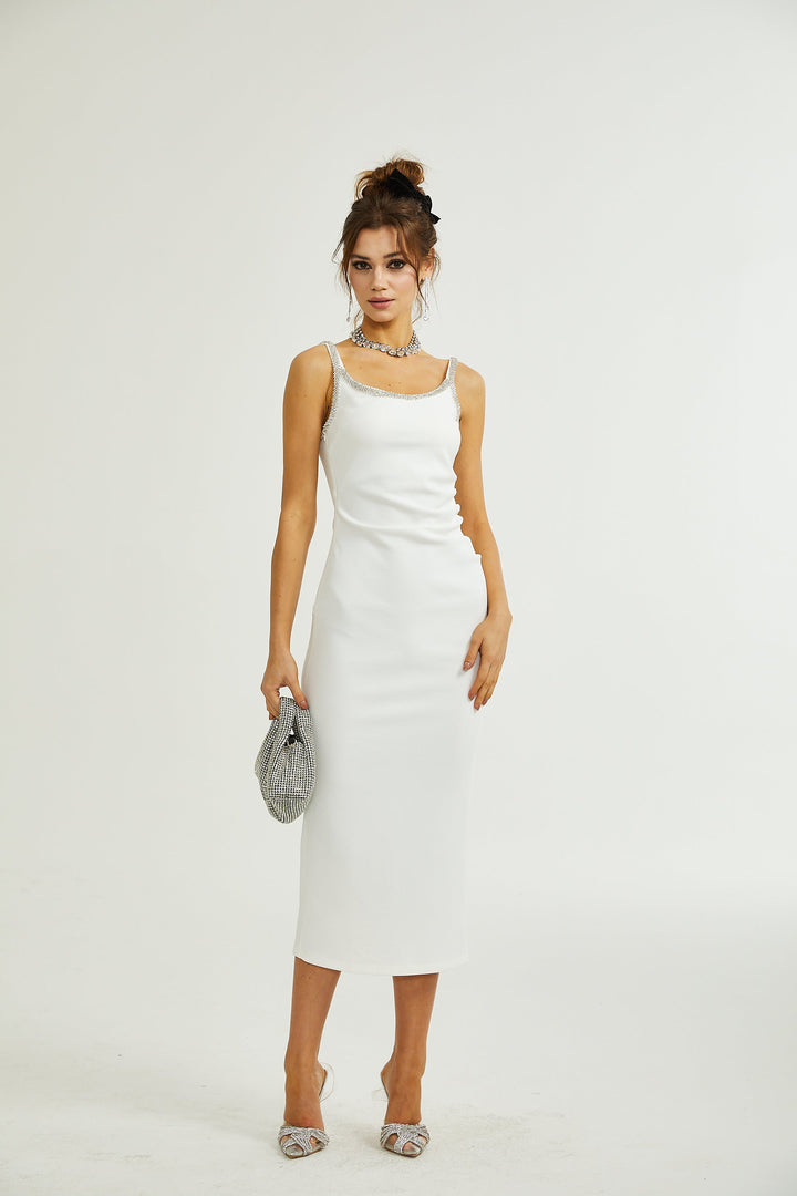 Levoire | Robe Midi Brodée De Cristaux