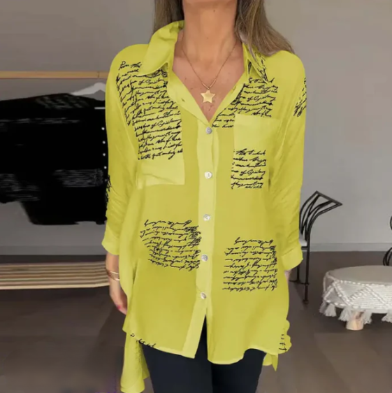 Levoire | Blouse à boutons élégante et confortable Jaune