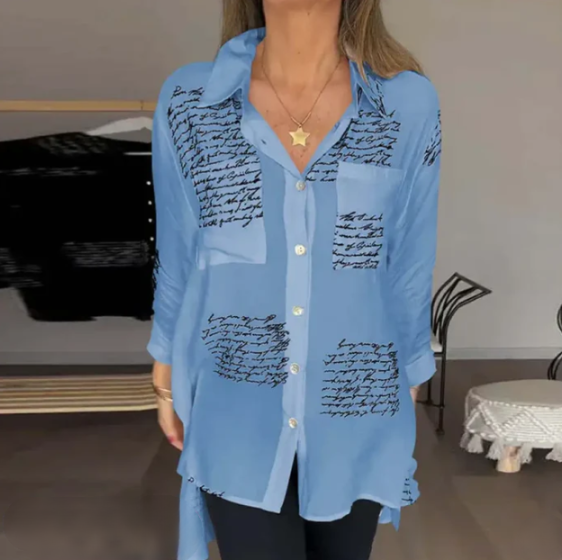 Levoire | Blouse à boutons élégante et confortable Bleu