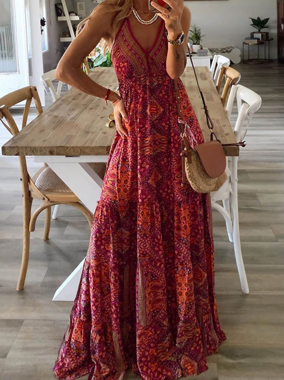 Levoire | Robe D'Été À Manches Longues Moderne Légère Robe De Loisirs Rot