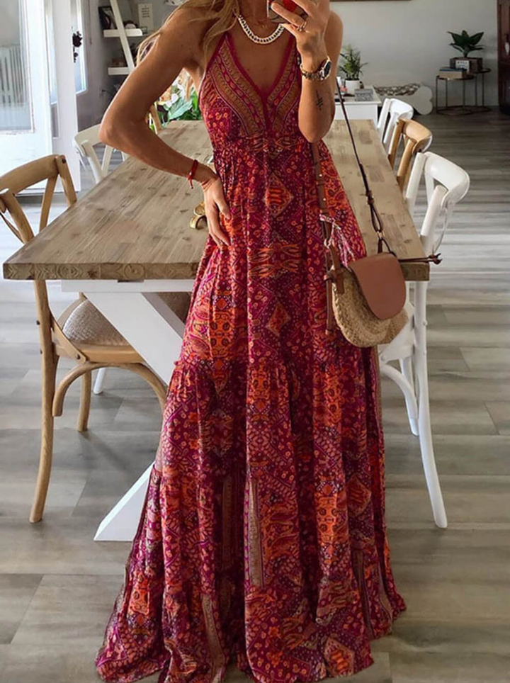 Levoire | Robe D'Été À Manches Longues Moderne Légère Robe De Loisirs Rot