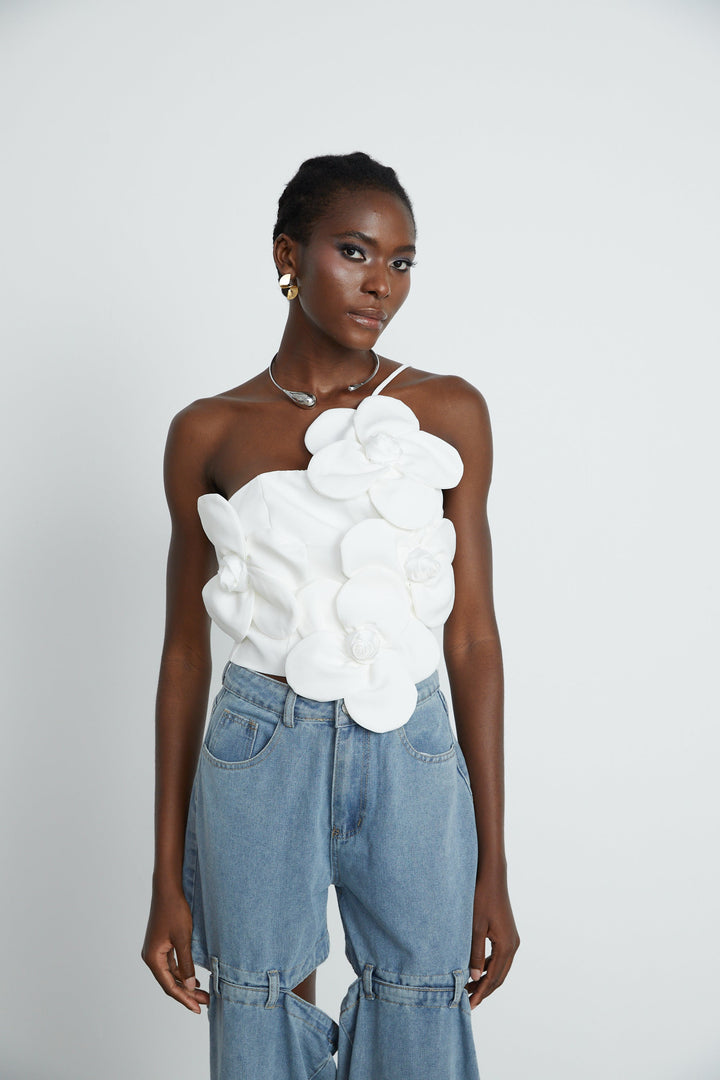 Levoire | Application Florale Top À Dos Nu