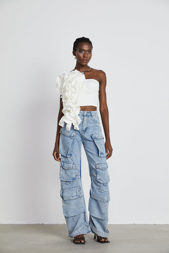 Levoire | Top Avec Application De Fleur Blanche