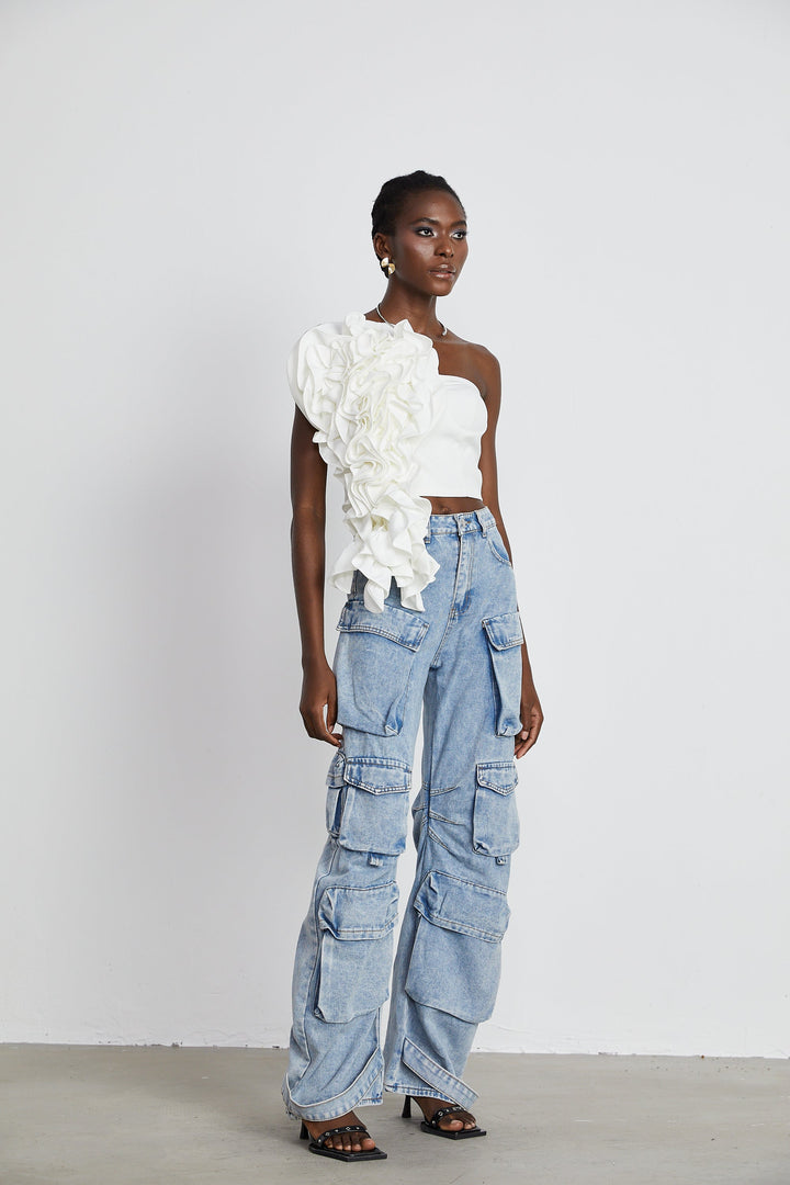 Levoire | Top Blanc Avec Appliqué Floral