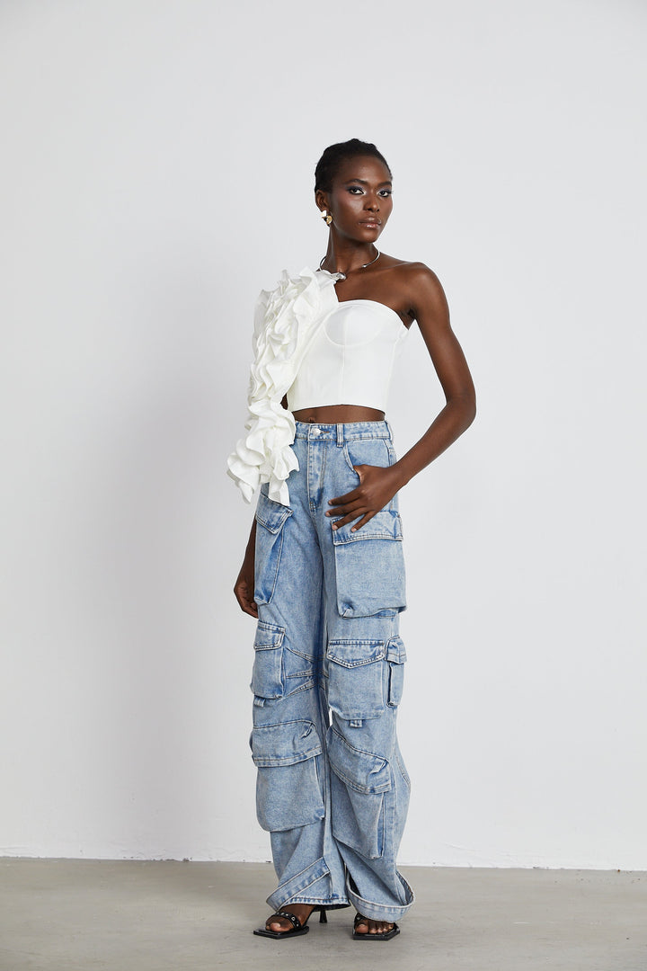 Levoire | Top Avec Application De Fleur Blanche