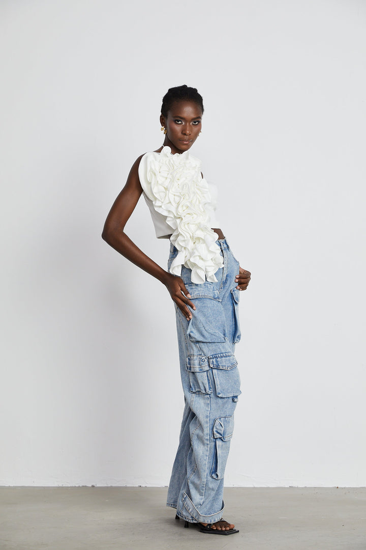 Levoire | Top Blanc Avec Appliqué Floral