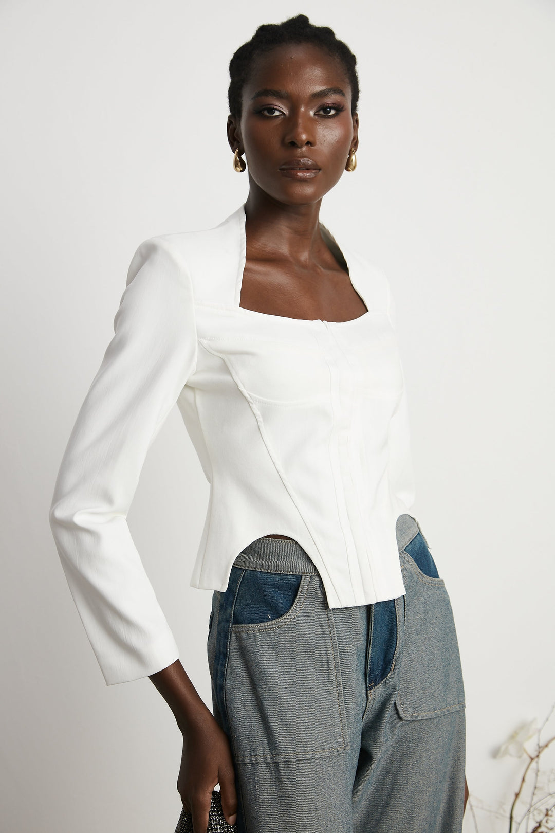 Levoire | Haut Corset À Manches Longues Blanches