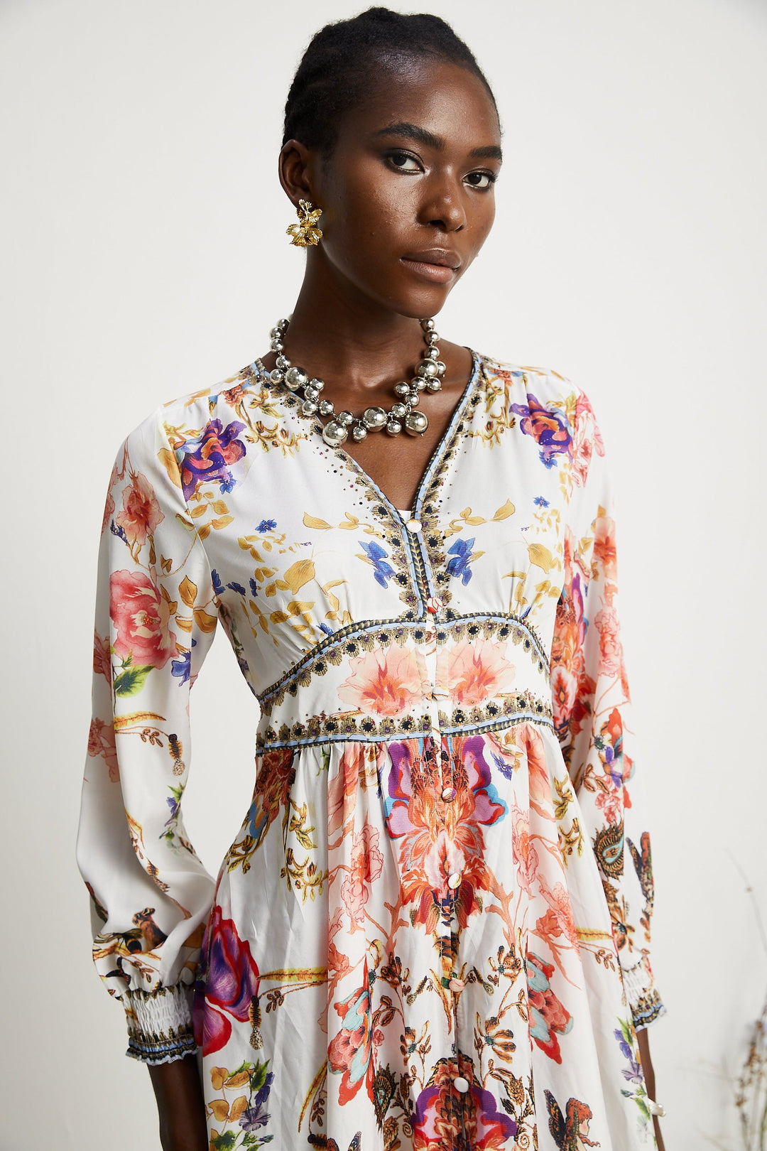 Levoire | Robe Maxi À Col En V Fleuri
