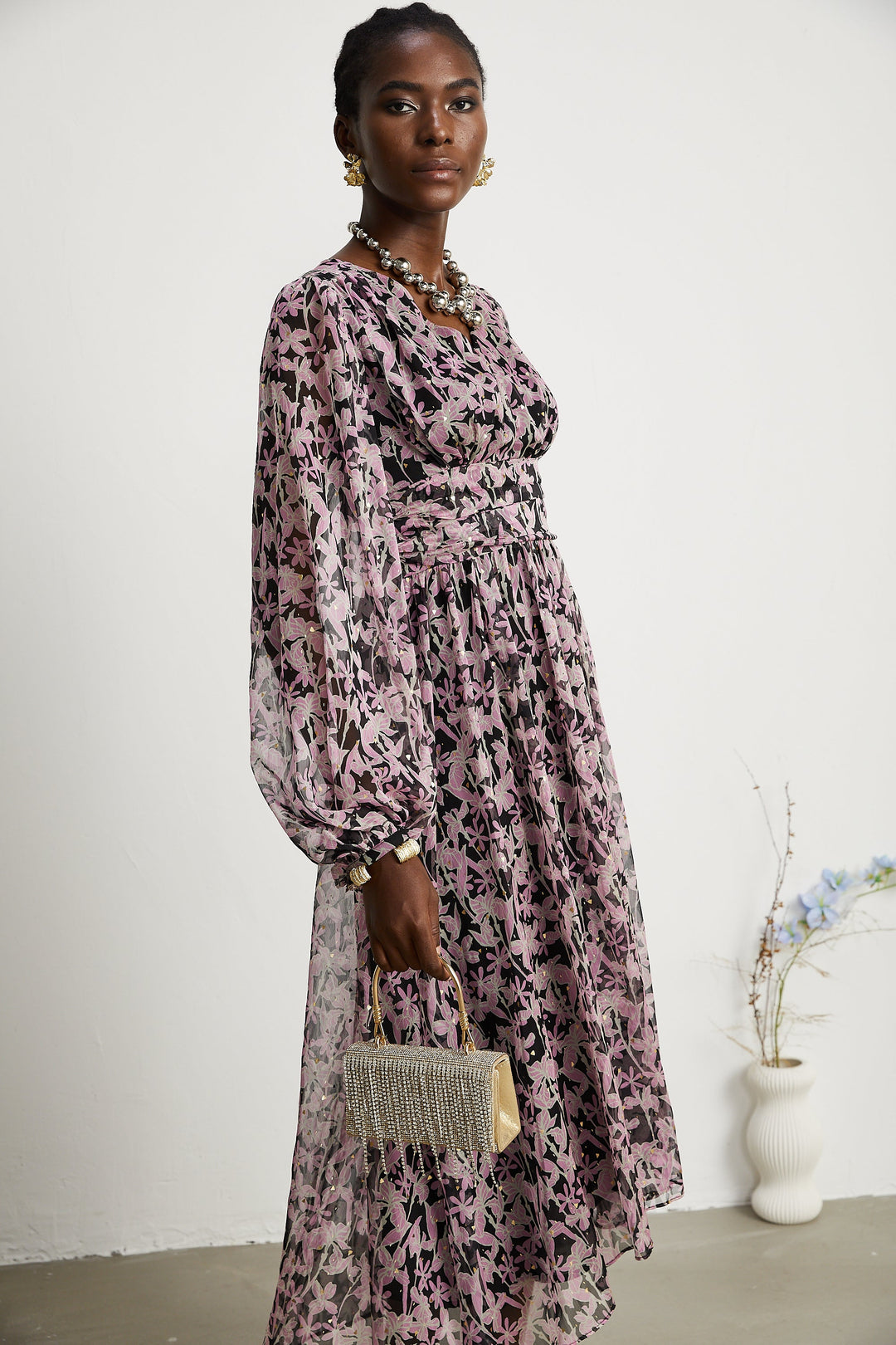 Levoire | Robe Midi Décorée À Motif Floral