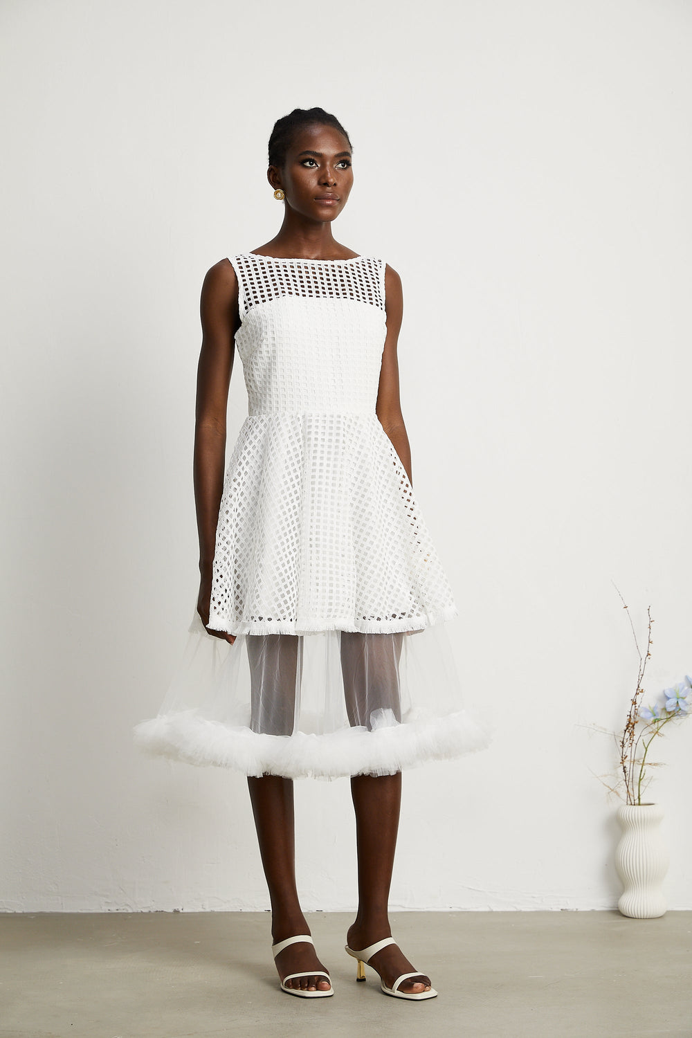 Levoire | Robe Midi À Volants En Dentelle