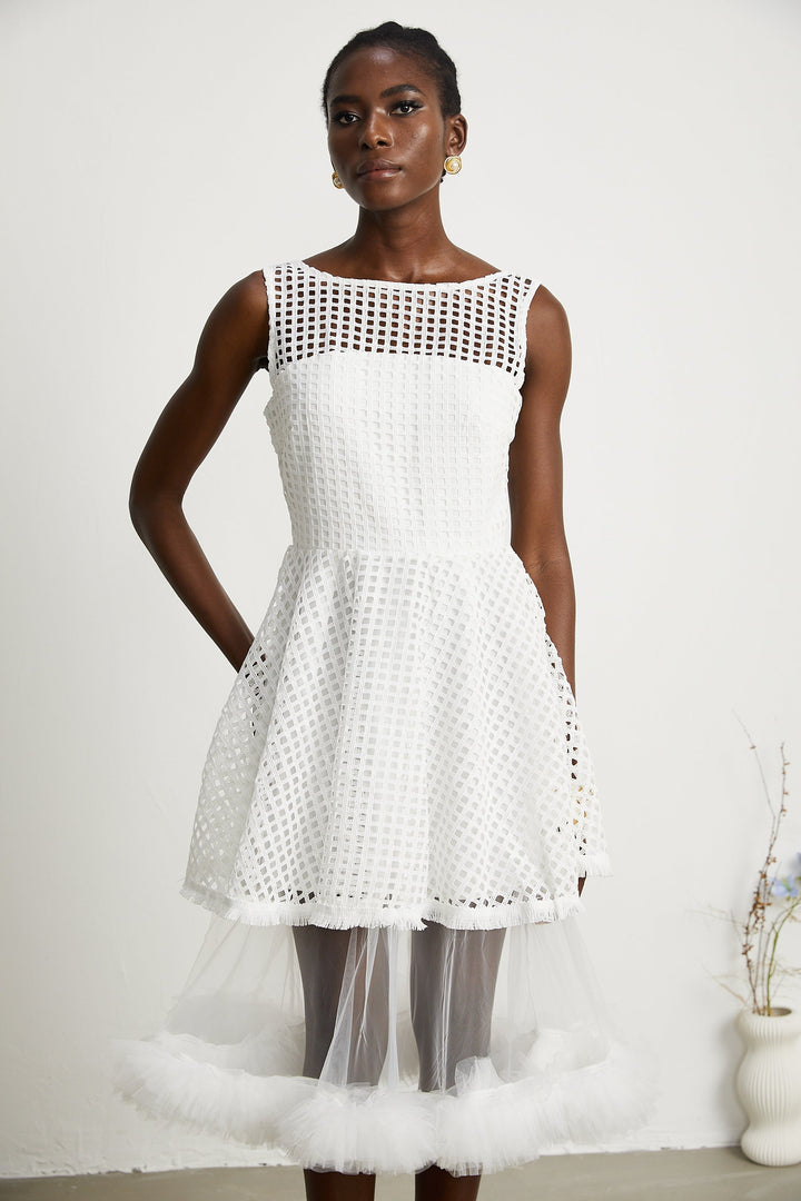 Levoire | Robe Midi À Volants En Dentelle