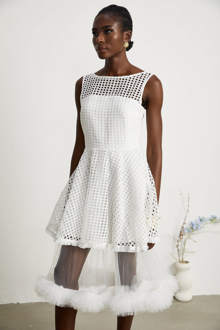 Levoire | Robe Midi À Volants En Dentelle