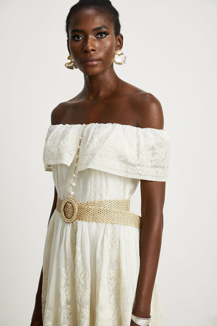 Levoire | Dentelle Tulle Midi Robe