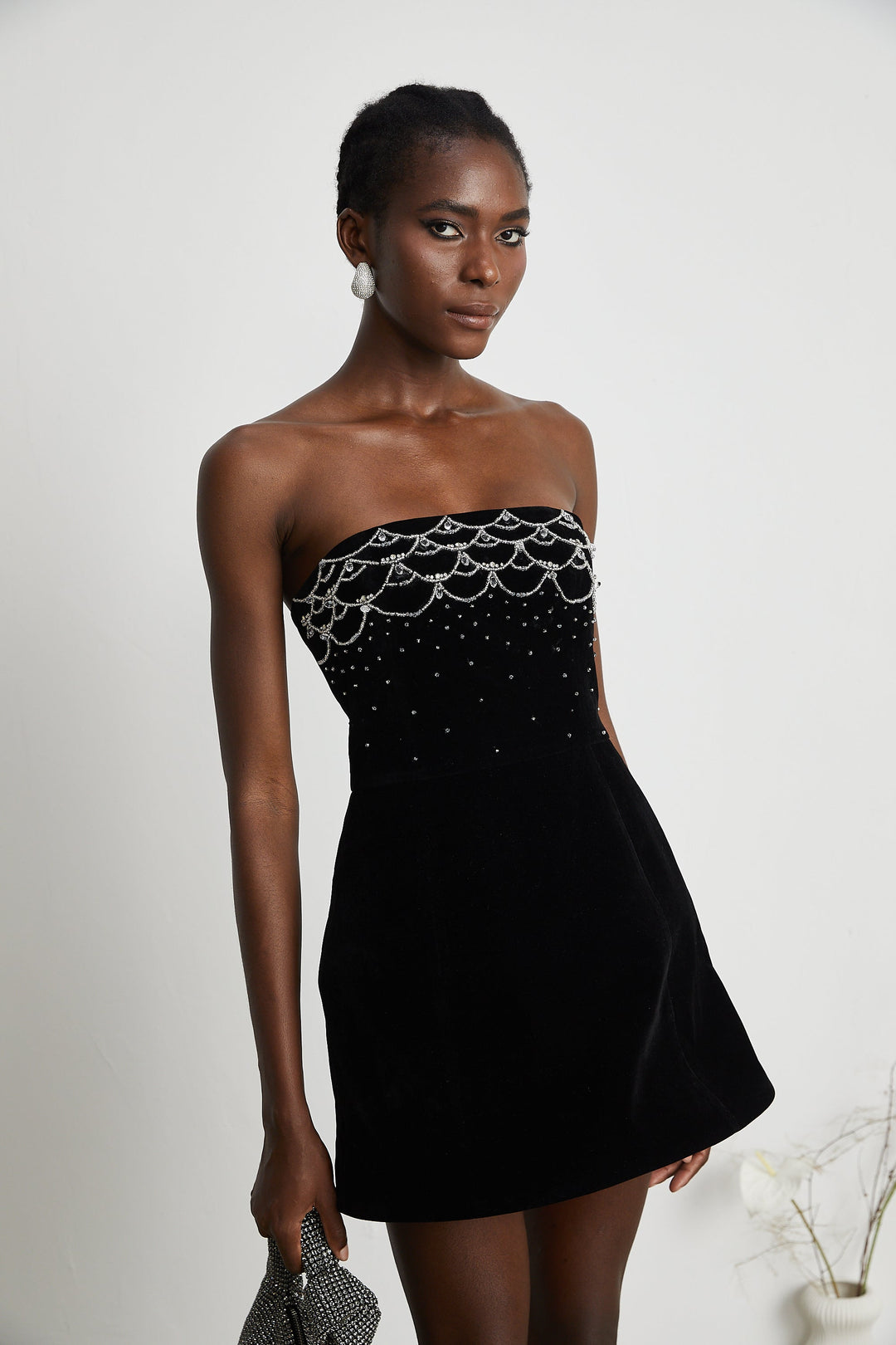 Levoire | Robe Mini En Velours Ornée De Cristaux