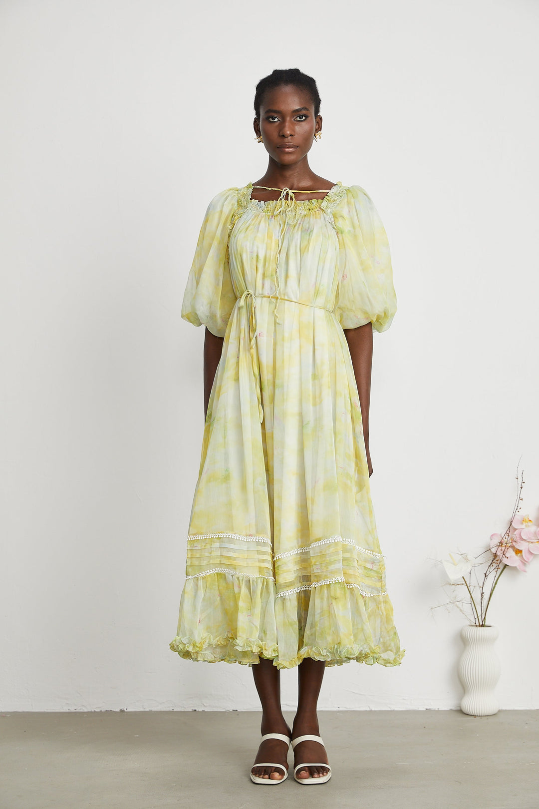 Levoire | Robe Midi À Détails Volants