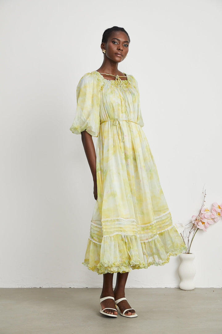 Levoire | Robe Midi À Détails Volants