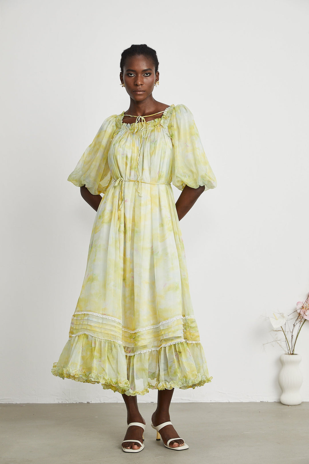 Levoire | Robe Midi À Détails Volants