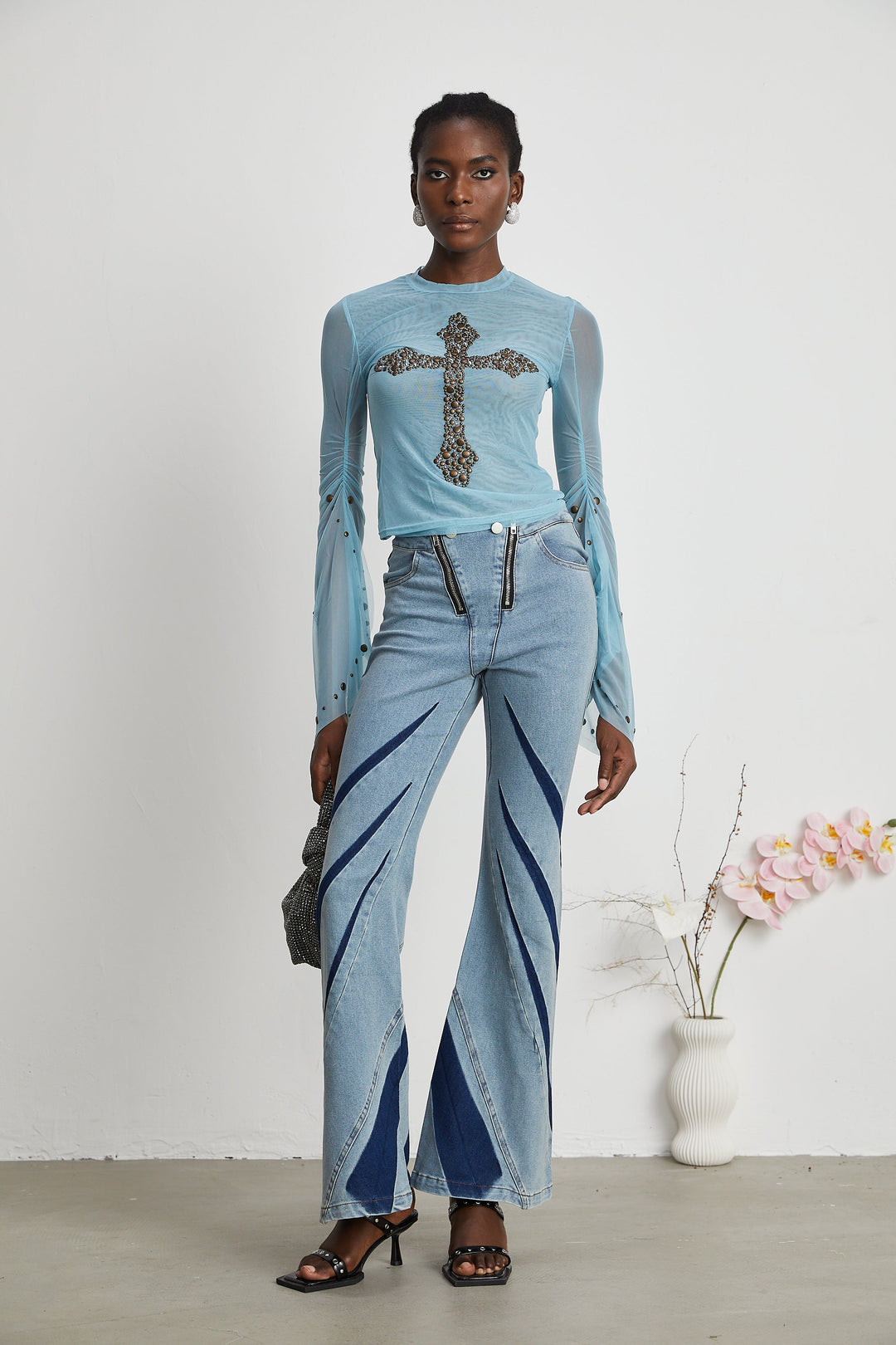 Levoire | Haut Semi Transparente Enrichie De Studs