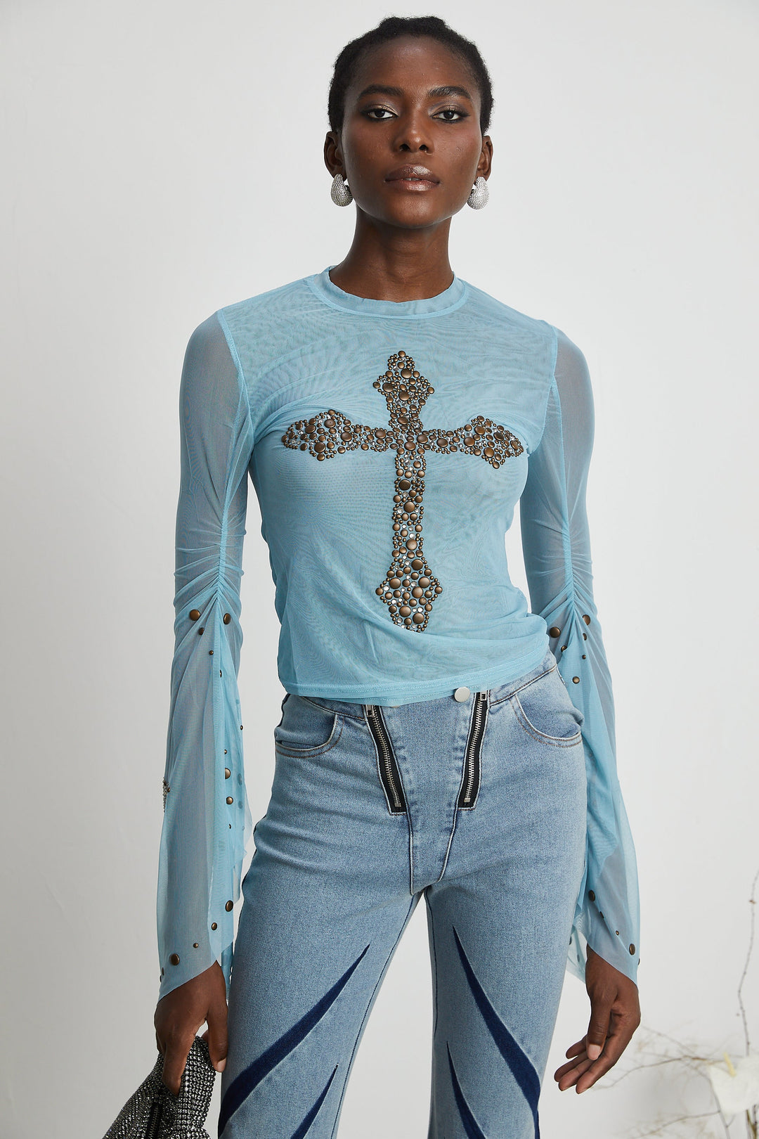 Levoire | Haut Semi Transparente Enrichie De Studs