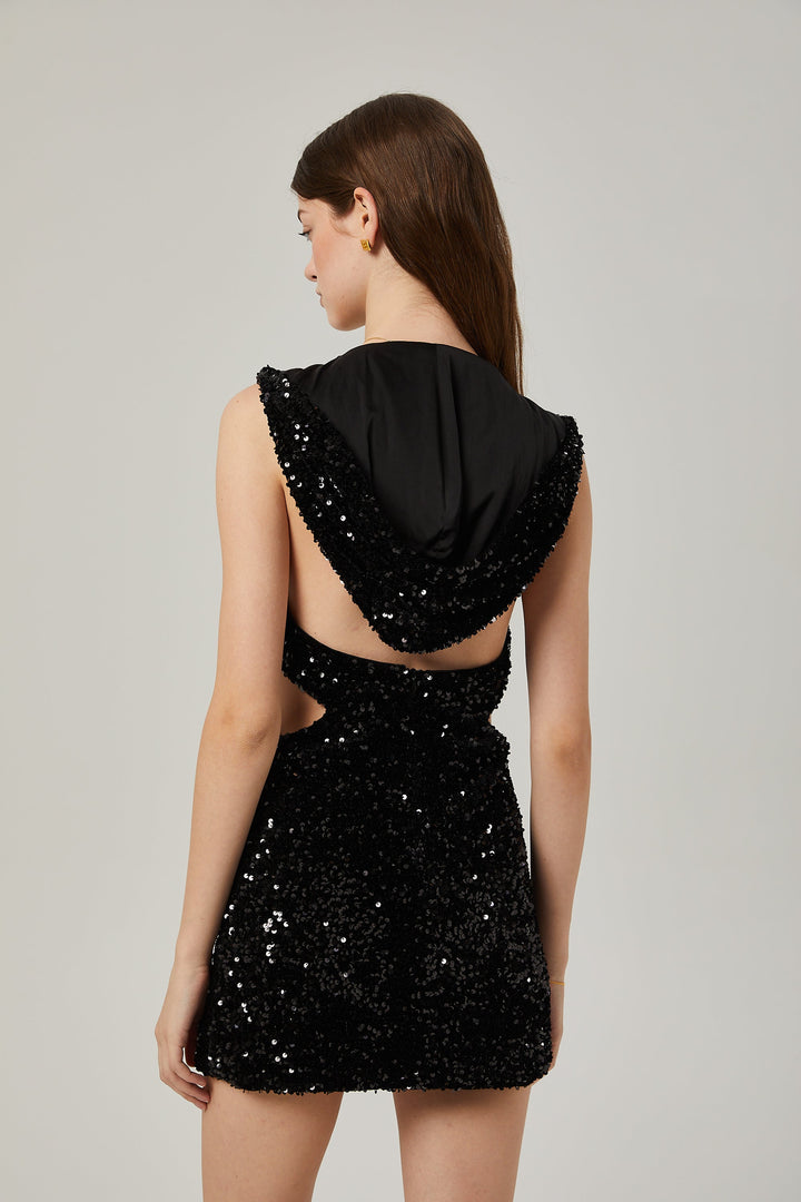 Levoire | Robe Mini À Capuche Avec Paillettes