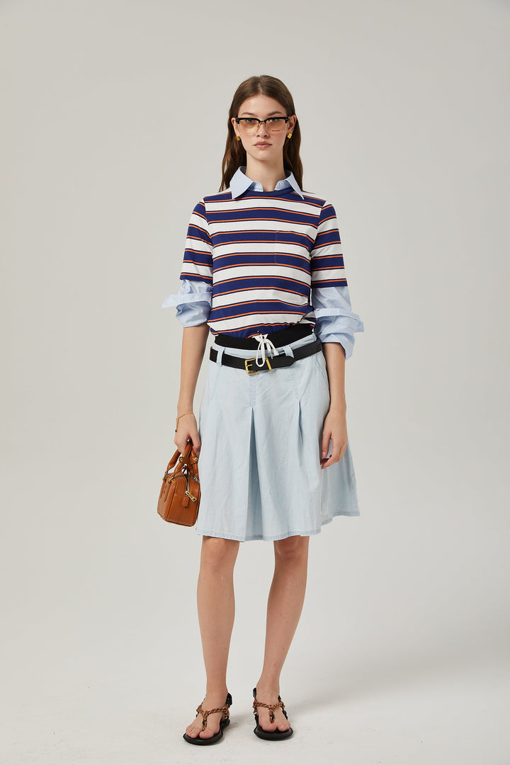 Levoire | Jupe En Chambray Plissée