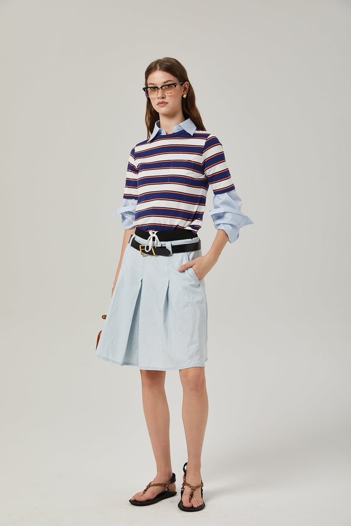 Levoire | Jupe En Chambray Plissée