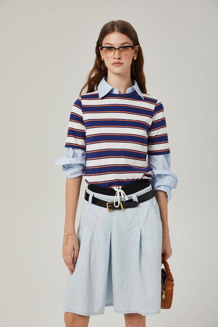 Levoire | Jupe En Chambray Plissée