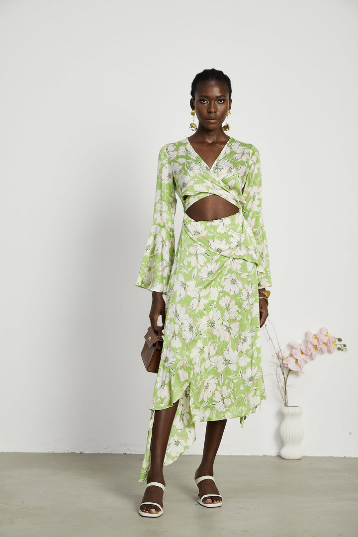 Levoire | Robe Midi Brodée De Fleurs