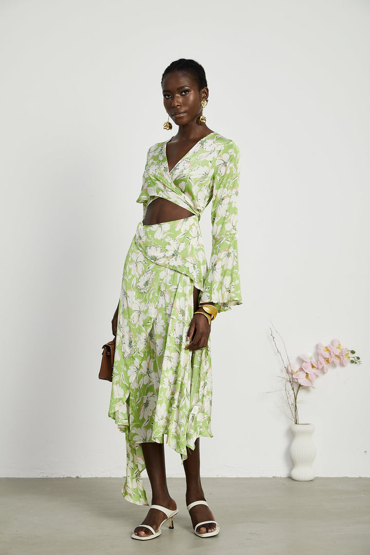 Levoire | Robe Midi Brodée De Fleurs