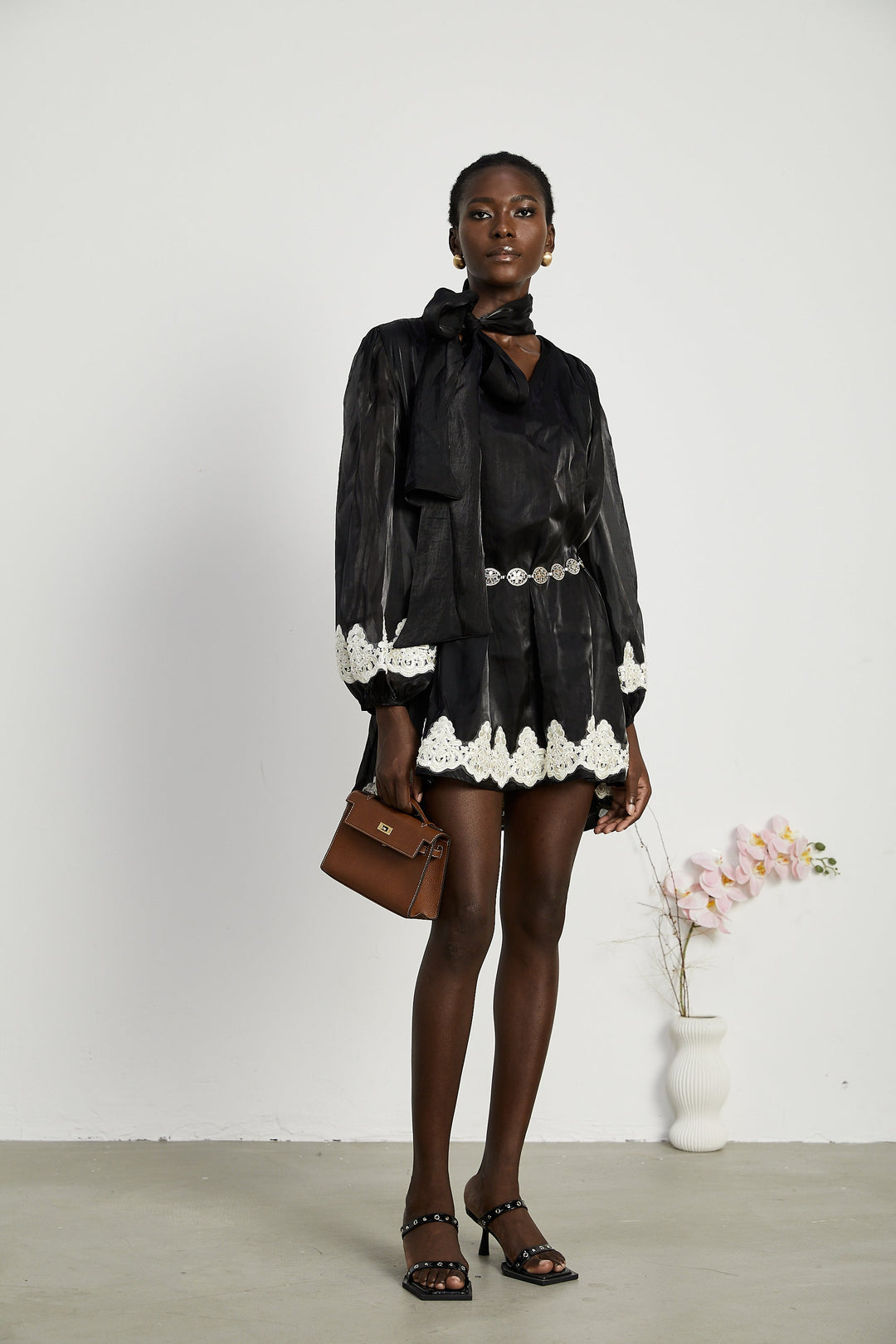 Levoire | Mini Robe Noire Décorée De Fausses Perles