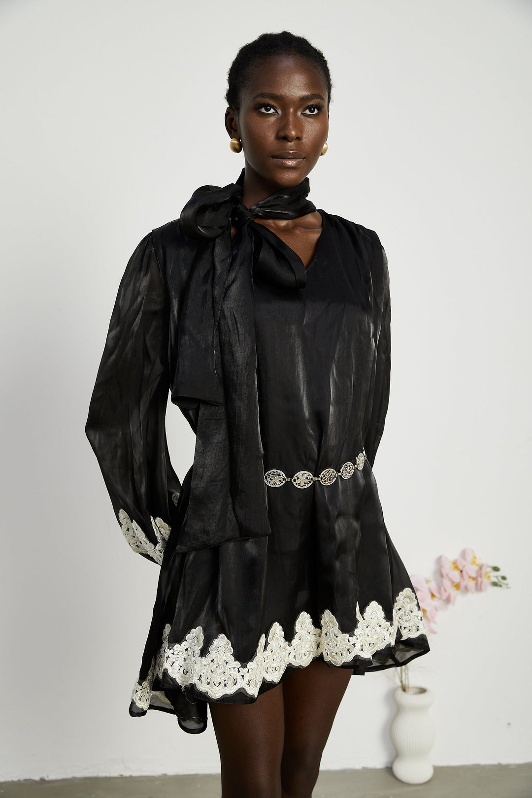 Levoire | Mini Robe Noire Décorée De Fausses Perles