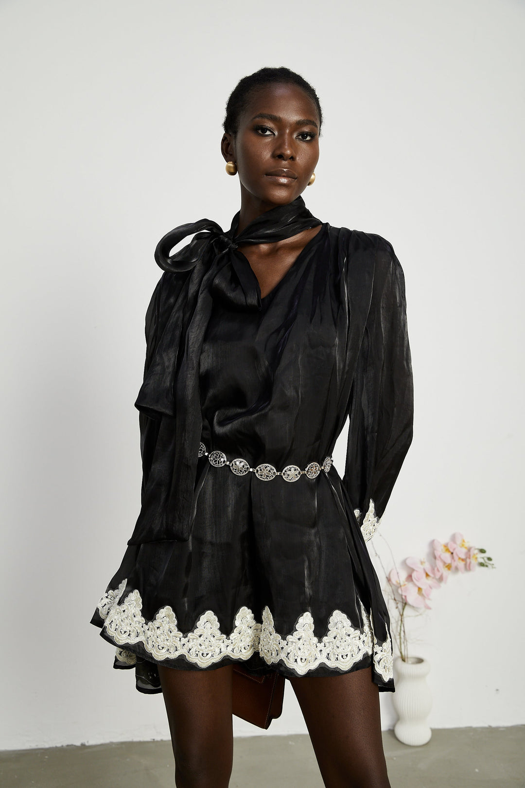 Levoire | Mini Robe Noire Décorée De Fausses Perles