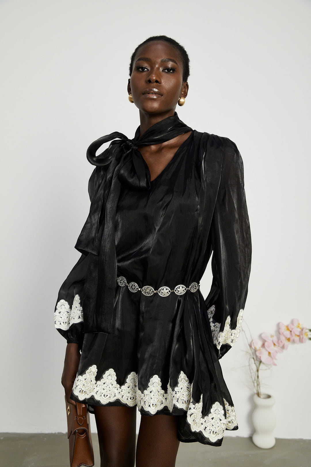 Levoire | Mini Robe Noire Décorée De Fausses Perles