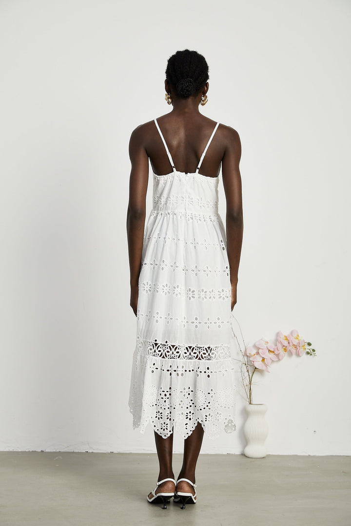 Levoire | V-Décolleté Robe Maxi Brodée
