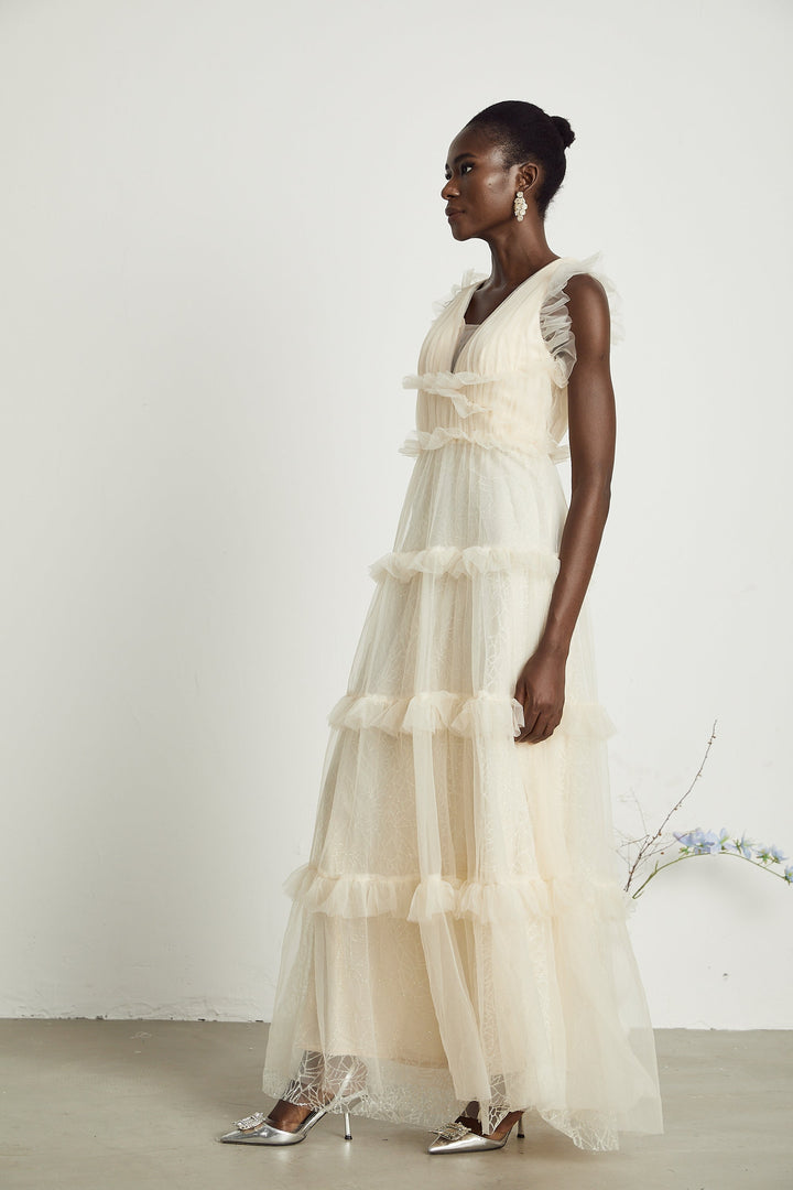 Levoire | Robe Maxi À Volants Décorés